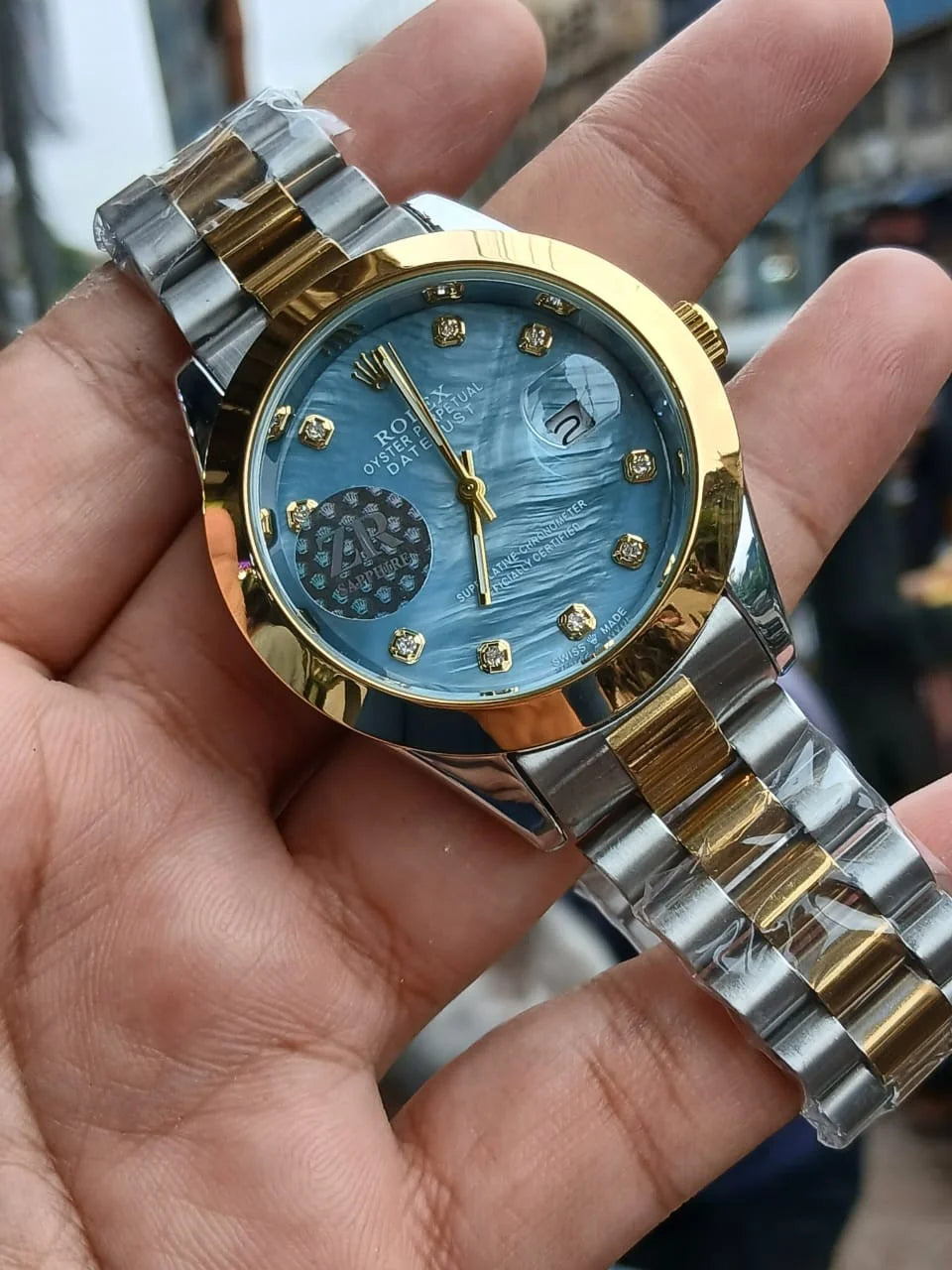 Rolex Datejust Two-Tone Yellow Gold & Oystersteel with Blue Diamond Dial