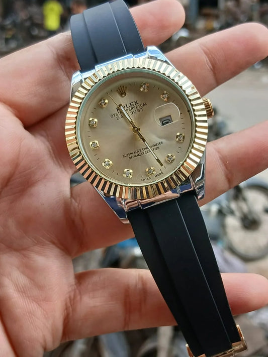 Rolex Oyster Perpetual Datejust Two-Tone Gold Dial with Rubber Strap